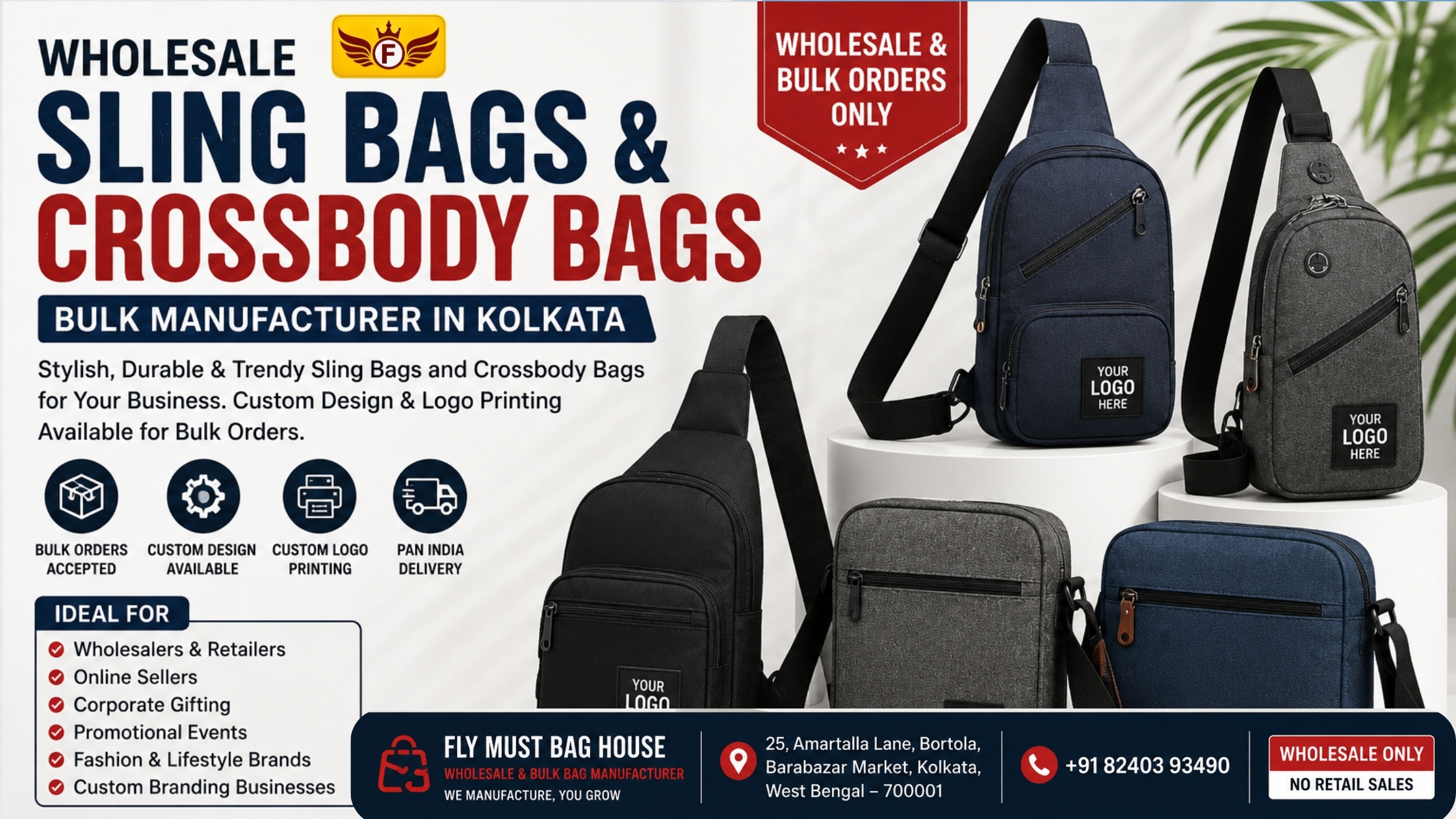 Wholesale Sling Bags & Crossbody Bags Manufacturer in Kolkata