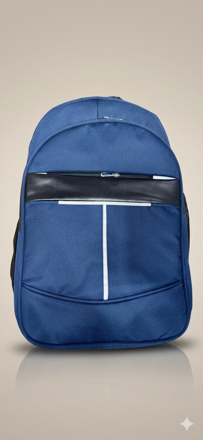 Casual Navy Blue School & College Backpack in cord – Sporty wire T-Stripe Multi-Compartment with Daypack
