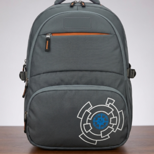 Export fabric with Multi-Compartment Casual & School Backpack – Sleek Dark Grey Daypack with Tech Graphics