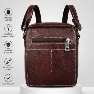 Brown leather sling bag