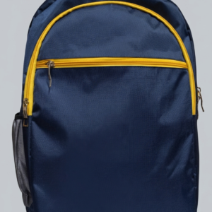 Casual Navy Blue School College Backpack Total 4 Chain Lightweight Multi Pocket Daypack With Vibrant Yellow Accents