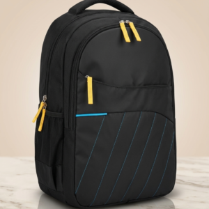 Reverse Fabric Multi Compartment Casual School Backpack Sleek Black With Vibrant Accents