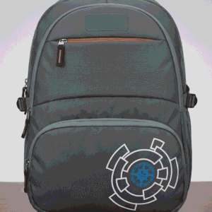 Export Fabric With Multi Compartment Casual School Backpack Sleek Dark Grey Daypack With Tech Graphics