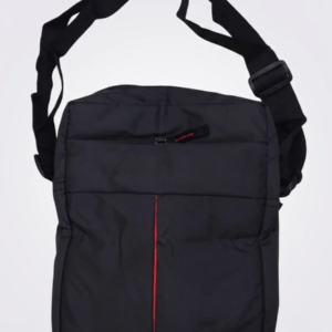 Water Resistance Black & Red Sling Bag with Adjustable Strip