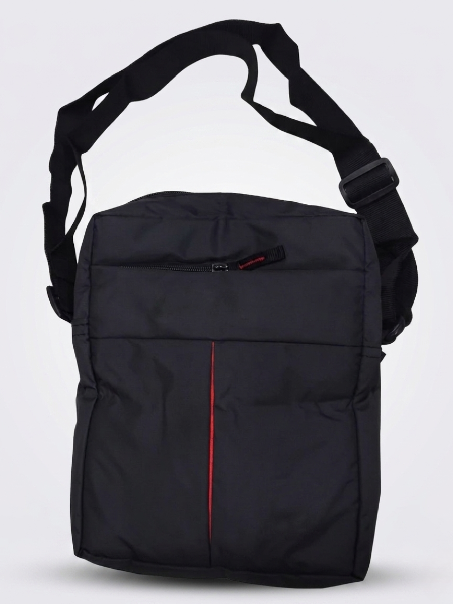 Water Resistance Black & Red Sling Bag with Adjustable Strip