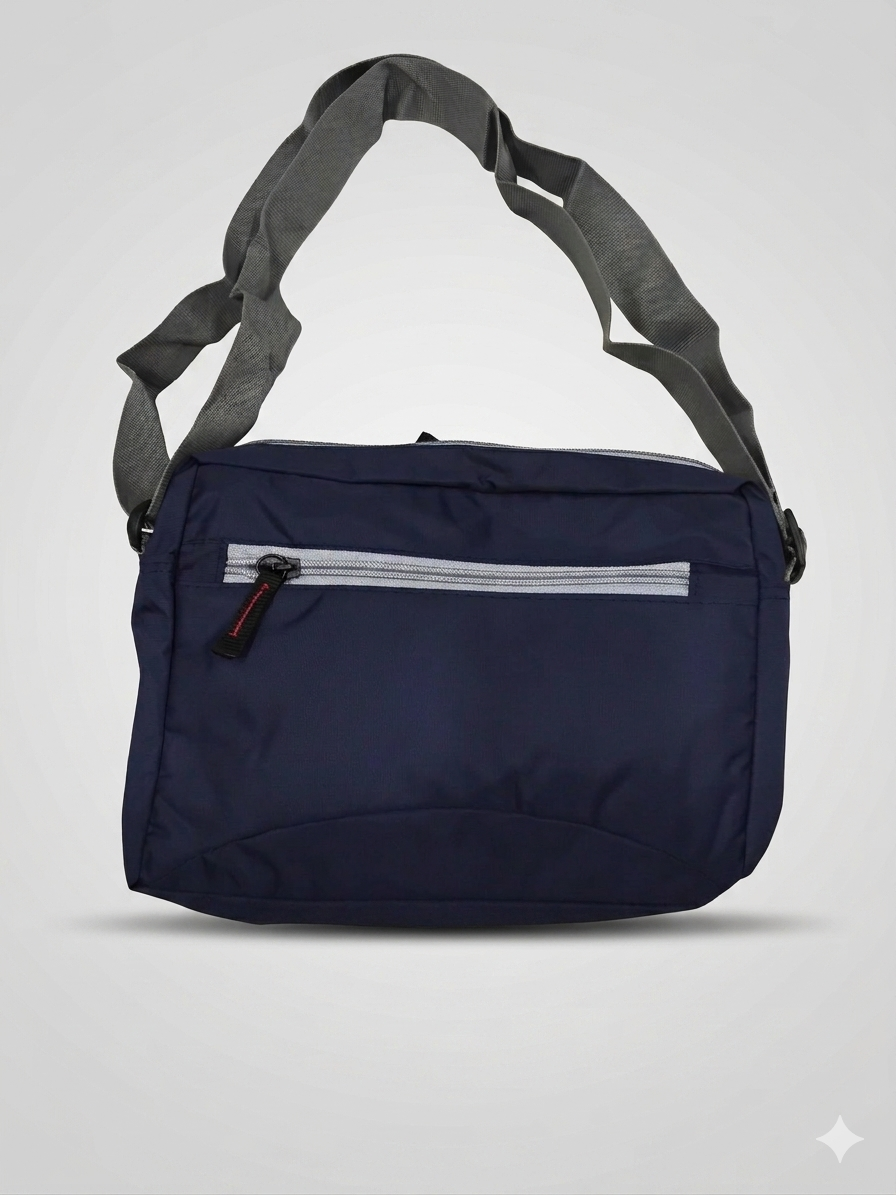 Water Resistance Blue with Grey Touch Sling Bag with Adjustable Strip