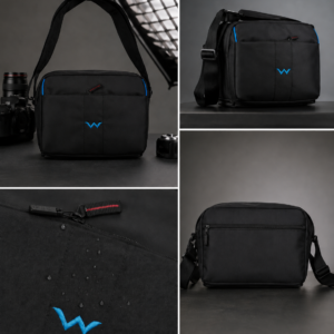Black colour with Blue highlight Sling Bag Water Resistance with Adjustable Strip
