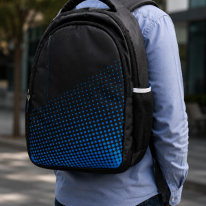 Stylish Black Bag with Blue Doted print