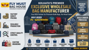 B2B bag manufacturing process and custom logo bag printing options by Fly Must Bag House Kolkata